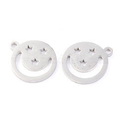変色しない304ステンレススチールチャーム  レーザー切断  惑星  ステンレス鋼色  14x11.5x1.1mm  穴：1.4mm&nbsp;STAS-O142-30P