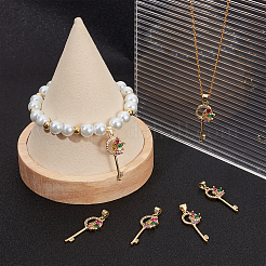 6шт латунь микро паве прозрачный кубический цирконий кулон ZIRC-BBC0001-46