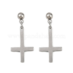 Orecchini pendenti in acciaio inossidabile 201 a forma di croce cristiana capovolta&nbsp;EJEW-P314-01A-P