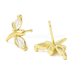 Boucles d'oreilles à tige en laiton plaqué or 18 carat véritable libellule&nbsp;EJEW-L270-09G