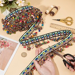 5 ярд полиэстеровой кружевной ленты с кисточками в этническом стиле&nbsp;OCOR-MA0001-07