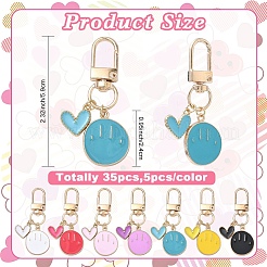 35 шт. подвеска в виде улыбающегося лица и сердца из двухцветного сплава с эмалью&nbsp;HJEW-YW00286