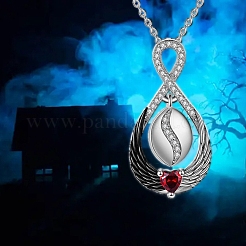 Colliers pendentifs commémoratifs pour animaux de compagnie en forme de larme et d'aile d'ange&nbsp;PW-WGCD60B-01