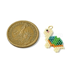 手作りミユキシードビーズ  織機模様  亀のペンダント  丸カン付き  ミックスカラー  17x23x2mm  穴：3mm&nbsp;PALLOY-MZ00306