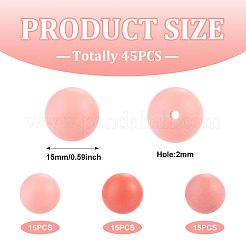 45 perles focales rondes en silicone de 3 couleurs&nbsp;SIL-TAD0001-01H