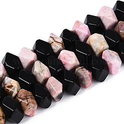 Нити из натуральных бусин обсидиана и родонита&nbsp;G-N358-01A-04