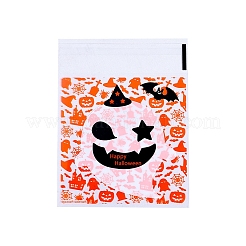 ハロウィーンテーマのゴーストプラスチッククッキーバッグ  ビスケット用セルフシールバッグ  正方形  ホワイト  10x10cm&nbsp;PW-WG2A525-02
