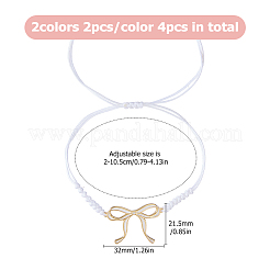 4 bracelet à breloques en laiton avec nœud papillon&nbsp;BJEW-HS00013
