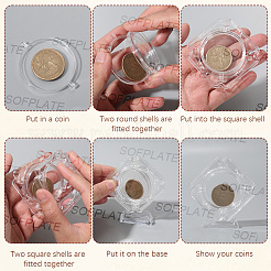 2 шт. прозрачный пластиковый вращающийся ящик для хранения памятных монет DJEW-SP0001-09