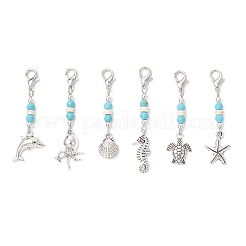 Подвесные украшения из сплава в тибетском стиле с тематикой океана&nbsp;HJEW-JM03439