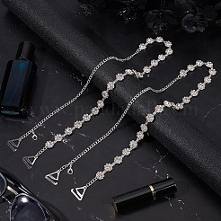 Legierung Kristall Strass Blume Link unsichtbare rutschfeste sexy Schultergurte&nbsp;AJEW-WH20054-198