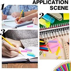 96 шт. 6-цветный прозрачный пластиковый колпачок для карандаша AJEW-CA0003-04