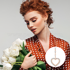 4 пара двухцветных сережек-гвоздиков в форме полого сердца со стразами EJEW-AN0004-17