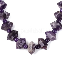 Collares de cuentas redondas y cónicas de amatista natural&nbsp;NJEW-N064-03G