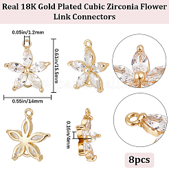 8 шт. латунные подвески-коннекторы с прозрачным кубическим цирконием&nbsp;ZIRC-BBC0002-25