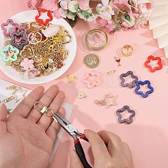 1袋のDIYキーホルダーキット  合金エナメルペンダント、樹脂ペンダント、スイベルクラスプ、カーブチェーン、オーバルリンクチェーン、ジャンプリング、プライヤー  ゴールドカラー  ミックスカラー  33~65x13~26x2~5mm&nbsp;DIY-GL0007-18