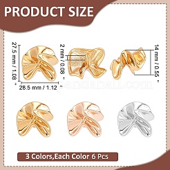 18個3色1穴合金シャンクボタン  ナゲット  ミックスカラー  28.5x27.5x14mm  穴：2mm  6個/カラー&nbsp;BUTT-WR0001-35B