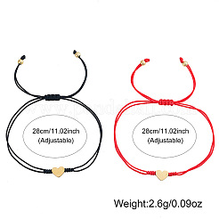 2 bracciale con perline intrecciate in acciaio inossidabile 304 a forma di cuore&nbsp;LR5598-3