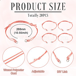 20 cordon en polyester ciré pour la fabrication de bracelets&nbsp;AJEW-TAC00094