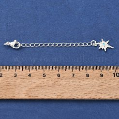 Verlängerung für Bordsteinkette aus Messing mit Mikropavé-Fassung und klaren Zirkonia&nbsp;KK-G556-07S