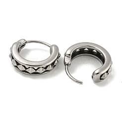 316サージカルステンレスフープピアス  菱形  アンティークシルバー  14.5x5.5mm&nbsp;EJEW-D096-23O-AS