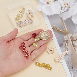 9 stücke 9 arten legierung emaille blume schnürsenkel schnalle&nbsp;DIY-AR0004-36