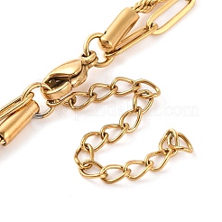 Двухслойные цепочки-скрепки и веревочные цепочки из нержавеющей стали 304 для женщин NJEW-G140-01A-G