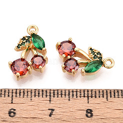 Латунные микропаве прозрачные подвески с фианитом&nbsp;KK-T078-04G-02