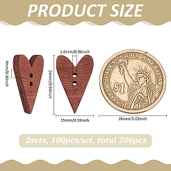 2 набор деревянных пуговиц с 2 отверстиями WOOD-FG0001-62