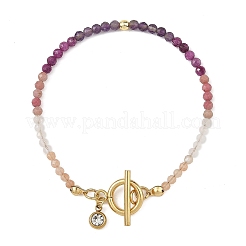 Braccialetti con perline rotonde sfaccettate in pietra naturale mista sfumata&nbsp;BJEW-JB14398-02