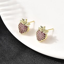 Серьги-гвоздики из латуни с микропаве из кубических цирконий&nbsp;EJEW-L305-06G