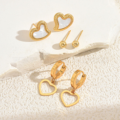 3 пара комплектов серег из нержавеющей стали в форме сердца и круглой серьги UL3756
