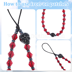 Стеклянные бусины череп мобильные ремни&nbsp;HJEW-WH20021-09B