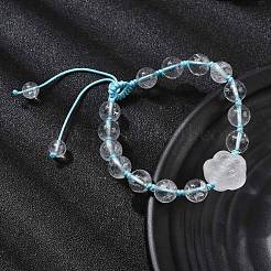 Регулируемые натуральные кварцевые плетеные браслеты из бисера BJEW-L713-A01