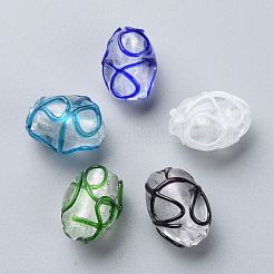 手作りランプワークビーズ  オーバル  ミックスカラー  16x11mm  穴：1.4~1.6mm&nbsp;X-LAMP-R112-M