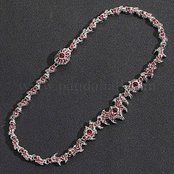 Colliers à maillons en laiton pavé d'épines oculaires pointues en oxyde de zirconium rouge foncé pour hommes&nbsp;FS-WG4F103-01