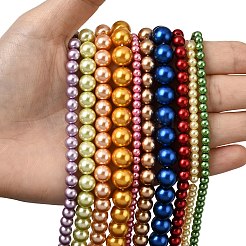 Нити круглых стеклянных жемчужных бус класса А&nbsp;HY-E001-09