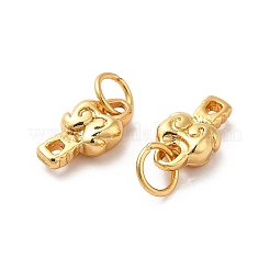 ラックメッキ真鍮チャーム  丸カン付き  ナゲット  ゴールドカラー  13x6.5x3.5mm  穴：4mm&nbsp;KK-D085-07G