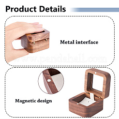 Magnetische Aufbewahrungsboxen für Ohrhänger aus Holz mit Sichtfenster&nbsp;CON-WH0085-235B