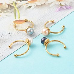 Жемчужные ракушки круглые бусины манжеты кольца RJEW-JR00375