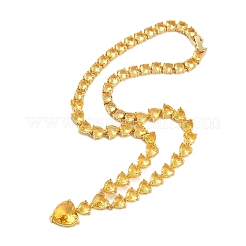 Женские латунные подвески в форме сердца из желтого кубического циркония NJEW-M079-01A