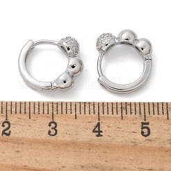 Серьги-кольца из латуни с прозрачным фианитом EJEW-Q014-07P