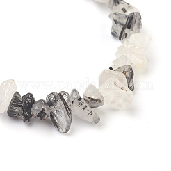 Perles de cheville en quartz tourmaliné naturel / perles de quartz rutées noires&nbsp;AJEW-AN00229-03