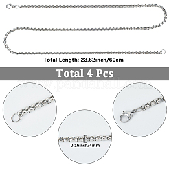 4 шт. 4 мм 201 нержавеющая сталь цепочка-коробка ожерелья&nbsp;NJEW-SC0001-37P