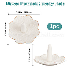 Piatto portagioie in porcellana a forma di fiore&nbsp;DJEW-WH20009-03A