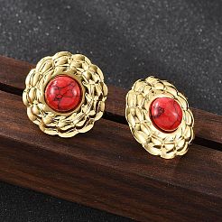 201 плоские круглые серьги-гвоздики из нержавеющей стали EJEW-P304-12G