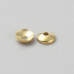 スターリングシルバービーズキャップ925個  半円  ライトゴールド  3x0.8mm  穴：0.8mm&nbsp;STER-WH0061-78A