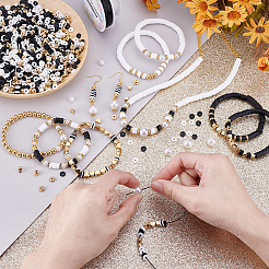 Наборы для изготовления браслетов из плоских круглых полимерных глиняных и пластиковых бусин ccb&nbsp;DIY-PH0029-38