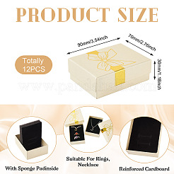 12 шт. подарочные коробки для хранения украшений из бумаги с бантом&nbsp;CON-TA0001-24B