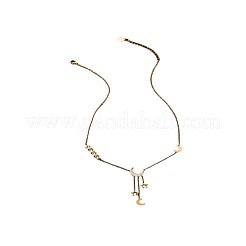 Ожерелья с подвеской-кисточкой в виде луны и звезды из нержавеющей стали 304 и натуральных ракушек&nbsp;FS-WG19BD0-01